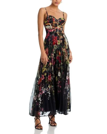 AQUA Women's Pleated Floral Guest of Dress