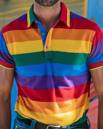 LGBT Rainbow Flag Stripe Polo Shirt