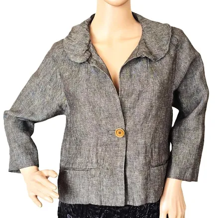 Isabel Marant Natural Linen Blazer Brown Tweed Tailored Fit Crop