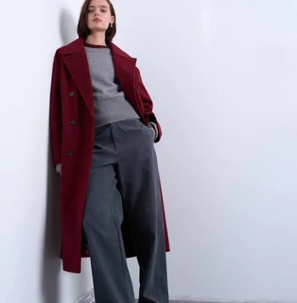 Topshop Double Breasted Longline Coat