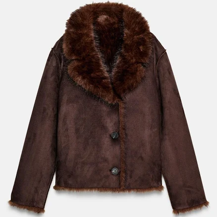 Zara Reversible Double Faced Faux Fur Jacket