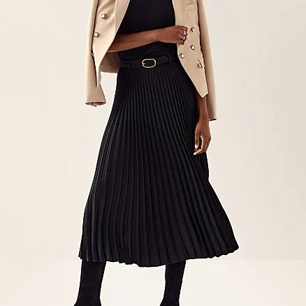Ann Taylor Women's Belted Pleated Midi Skirt