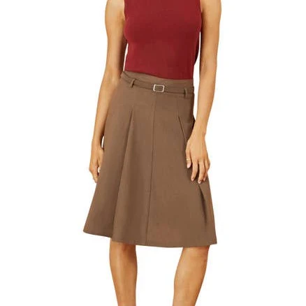 Yumi Women's Pleated Midi Skirt with Belt