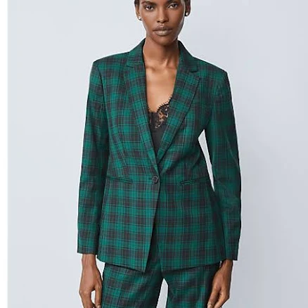 Ann Taylor Women's Notched Plaid Blazer