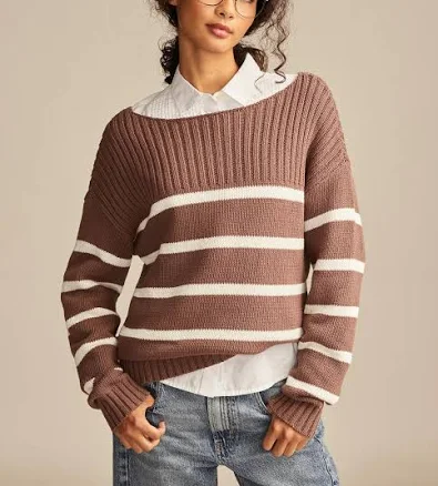 Lucky Brand Women's Striped Boat-Neck Sweater