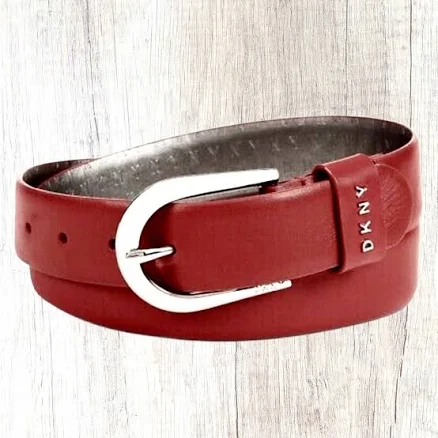 Dkny Accessories | Dkny Belt With Raised Metal Lettering | Color: Red | Size: L 36” | Thisisglorious's Closet