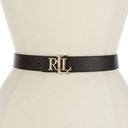 Lauren Woman Ralph Lauren Logo Reversible Pebbled Leather Belt