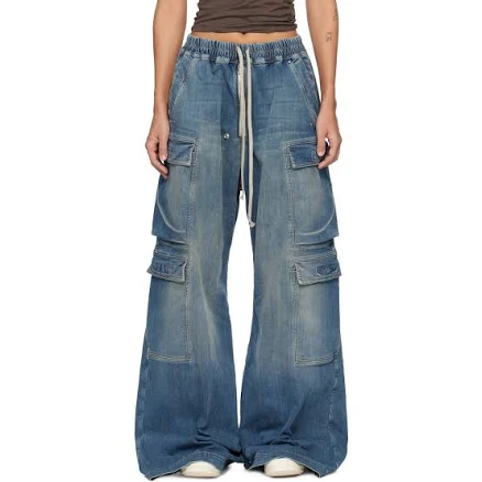 Rick Owens DRKSHDW Blue Temple Double Cargo Jumbo Belas Jeans