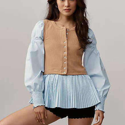 Anthropologie Layered Twofer Long-Sleeve Top