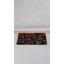 Vintage Lenox Black Purse Clutch With Rose Pattern Classy Retro Pinup Woman
