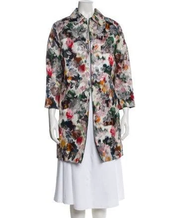 Valentino Floral Print Trench Coat in Neutrals, Women's M