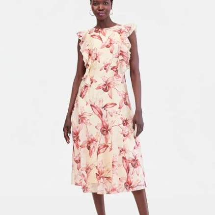 INC International Concepts Women's Ruffle Sleeveless Midi Dress