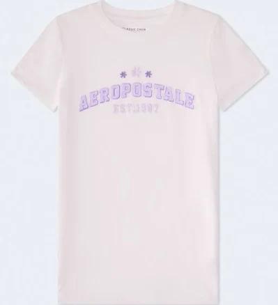 Aeropostale Women's Flower Applique Cotton Tee