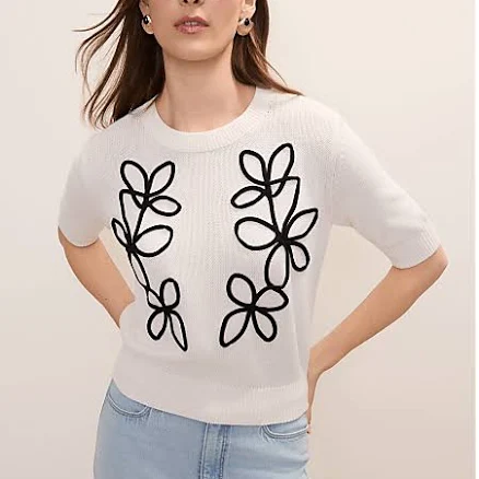 Women's Ann Taylor Floral Appliqué Sweater Tee