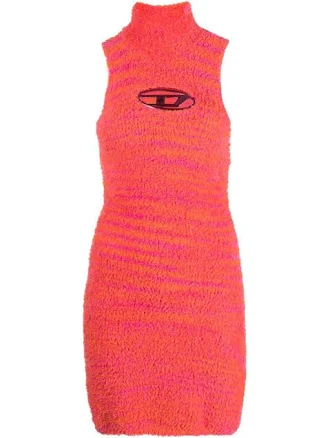 Diesel M-Leros logo-plaque towelling dress Women Pink