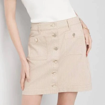 White House Black Market Women's Striped Patch Pocket A-Line Skirt