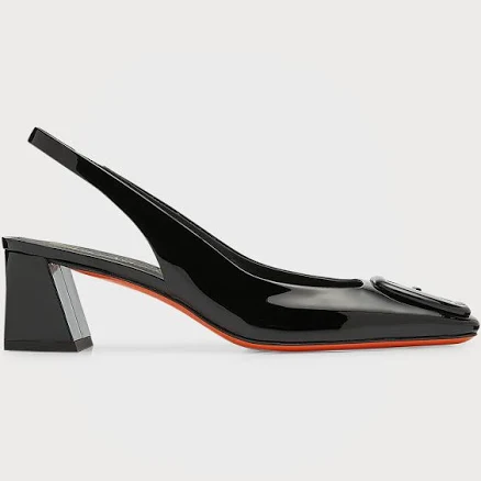 Santoni Women's Patent Leather Mid-Heel Slingback Pumps