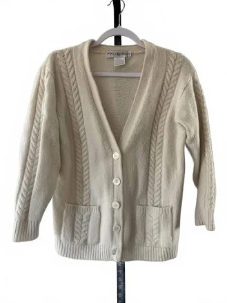 Cream Cable Knit Angora & Lambs Wool Cardigan Sweater1
