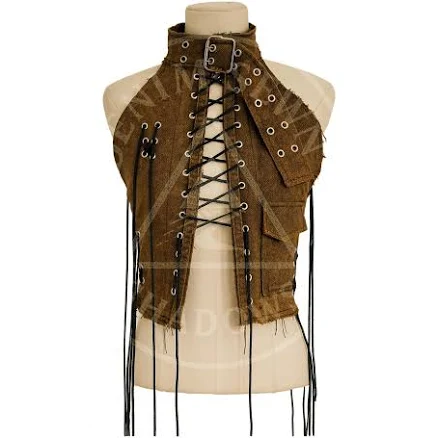 Wasteland Lace-Up Distressed Canvas Vest