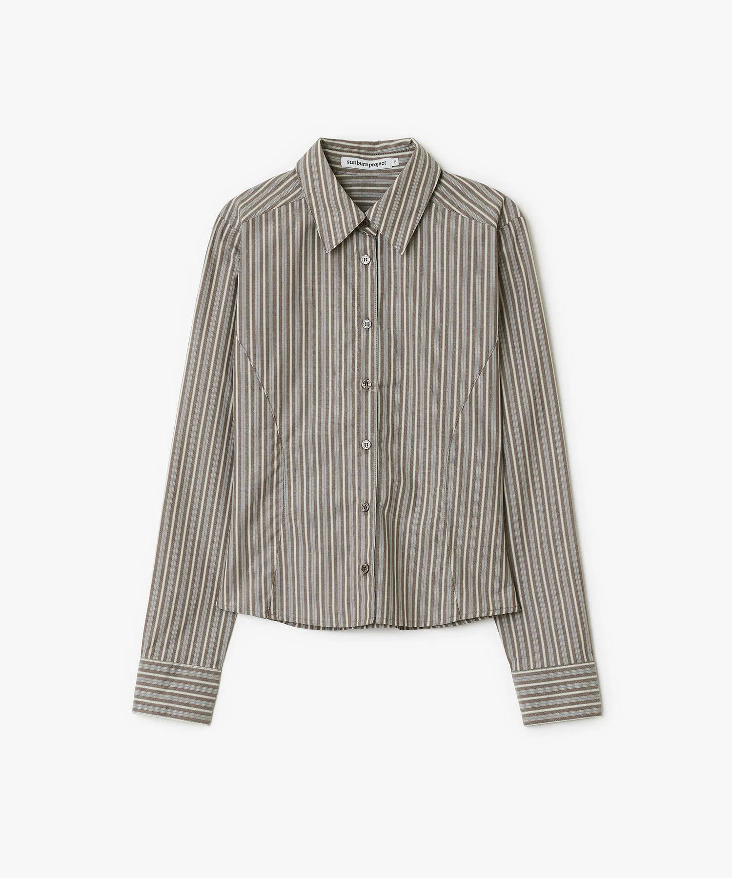Fitted Stripe Shirt, BROWN