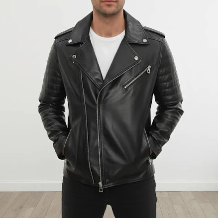 LEATHER RETAIL Panelled Biker Jacket For Men (Black, 3XL)