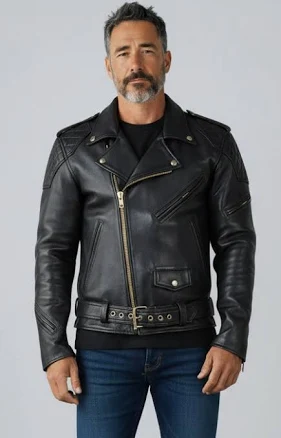 Men's Real Leather Quilted Bikers