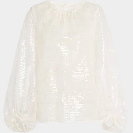 Le Superbe Women's Femme Sequined Long-Sleeve Sheer Blouse