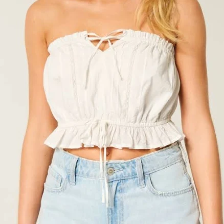 Hollister Women's Easy Crop Strapless Lace Inset Tube Top