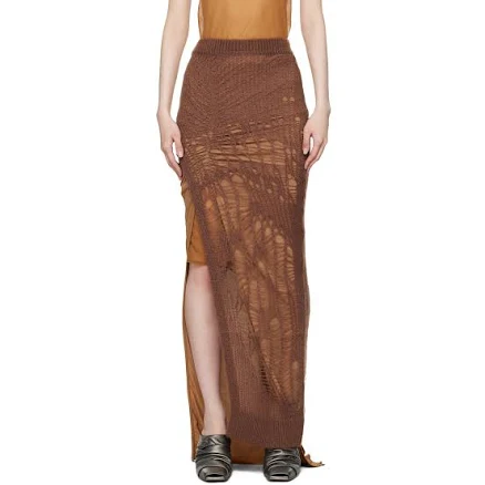 Rick Owens Brown Porterville Spider Ziggy Maxi Skirt