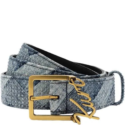 Kurt Geiger London Women's Kurt Script Denim Woven Belt