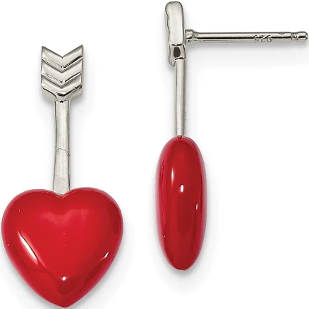 Sterling Silver Heart and Arrow Stud Earrings