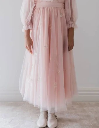 PETITE AMALIE EMB BOW TULLE SKIRT