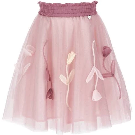 MONNALISA Glitter Tulle Skirt With Bows