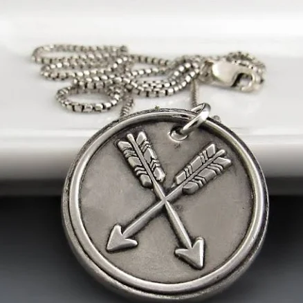 Sterling Silver Crossed Double Arrow Inspirational Necklace