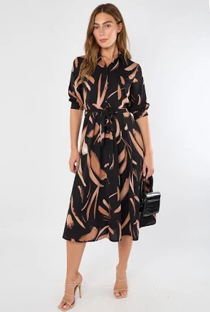 Love Sunshine Painterly Print Midi Shirt Dress