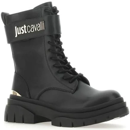 Logo-plaque Leather Boots In Black