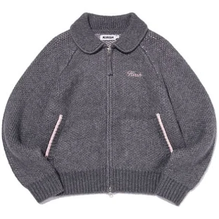 KIRSH Ribbon Cherry Loose Fit Knit Zip-Up