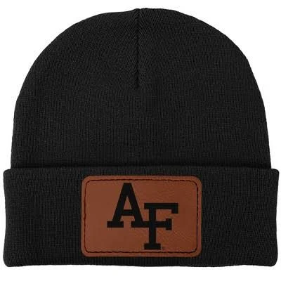 Air Force Academy Primary Logo Knit Beanie with Cuff and Rectangle Leather Patch