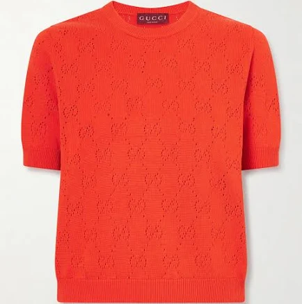 Gucci Perforated Silk And Cotton-blend Sweater - Women - Tomato red Knitwear - XS