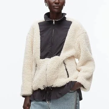 Flounce Hem Sherpa Jacket