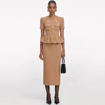 Self Portrait Peplum Knit Midi Dress