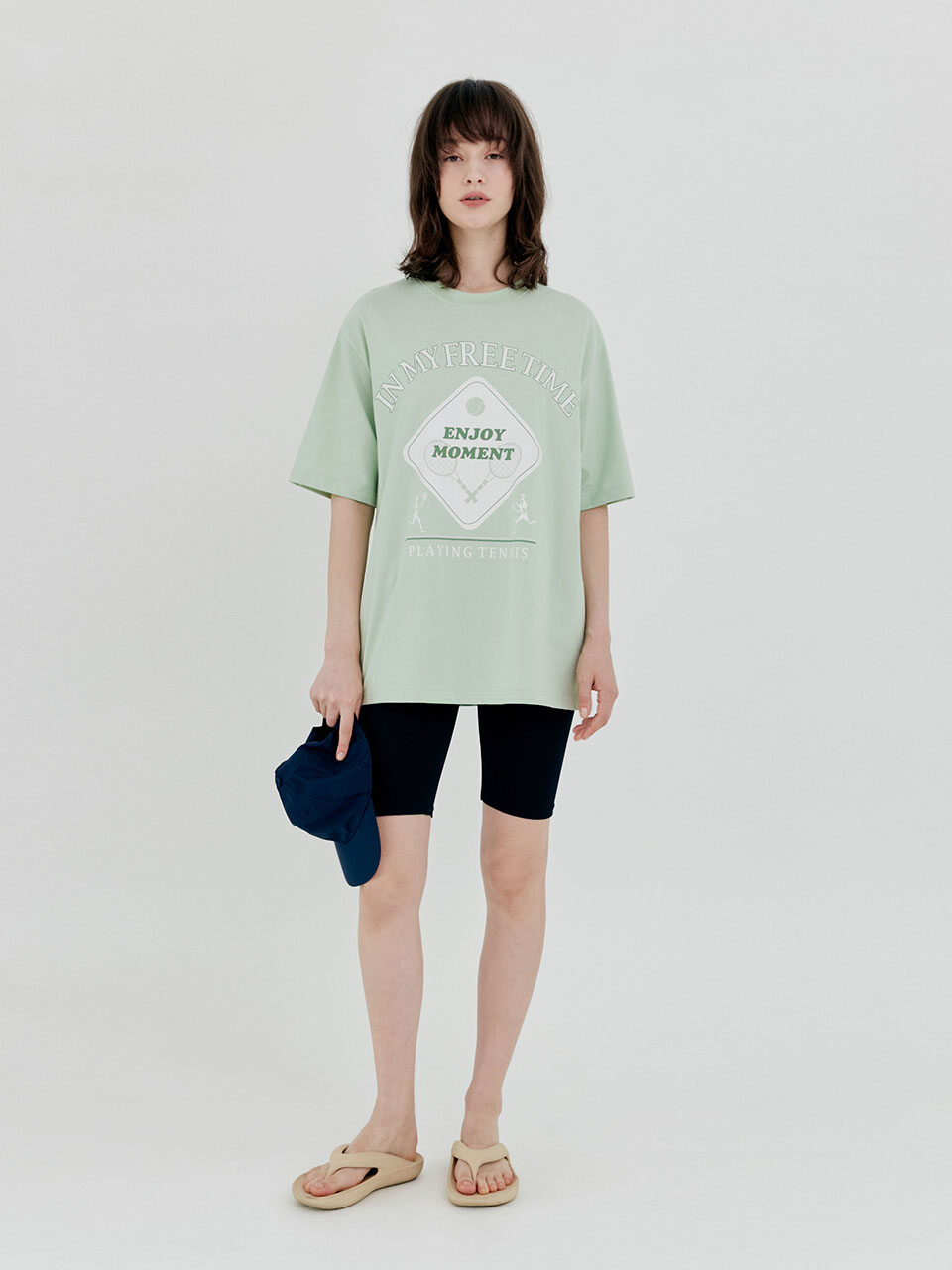 Oversized Tennis Print T Shirt (Mint)