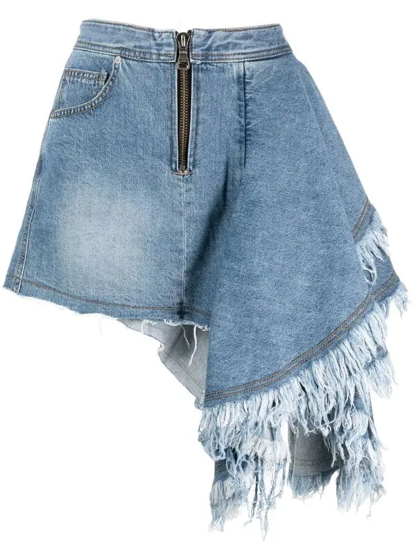 Denim Asymmetric Mini Skirt