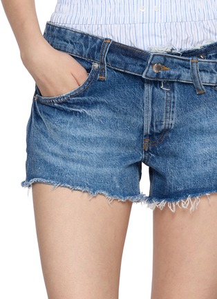 Patch Accent Wash Denim Shorts