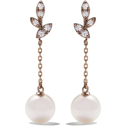 Tasaki 18kt Rose Gold Pearl and Diamond Earrings