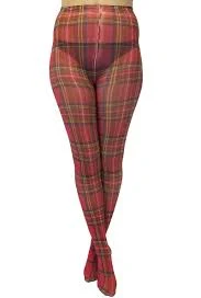 Red Plaid Print Tights