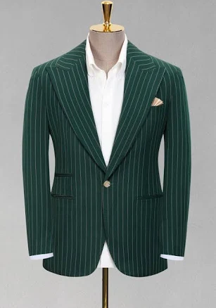 Men's Single-Breasted Pinstripe Blazer