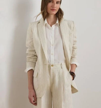 Ralph Lauren Women's Pinstripe Linen Blazer