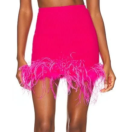 Lovers and Friends Emi Feather Mini Skirt in Hot Pink