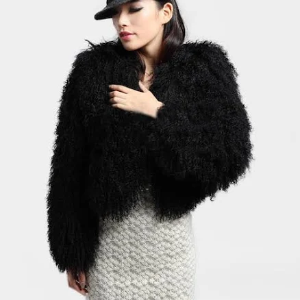 Tibetan Mongolian Lamb Fur Bolero Jacket